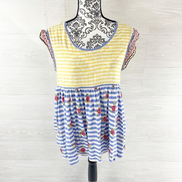 Matilda Jane On My Mind Striped Floral Babydoll Top - Picture 2 of 8